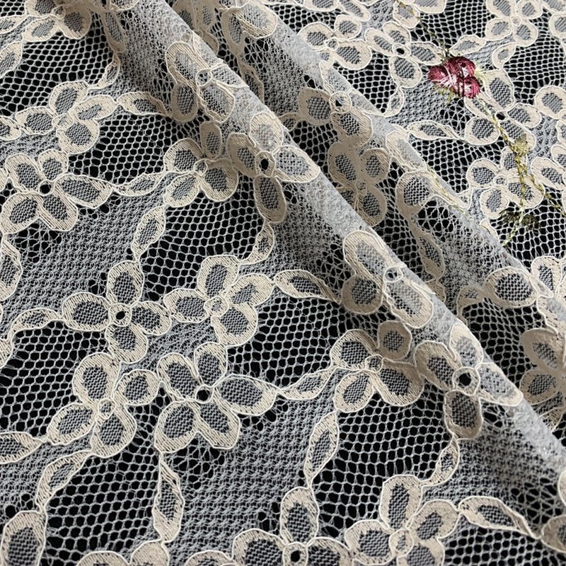Embroidered Fabric Couching Polyester Lace Fabric for Women's Wear Who 17